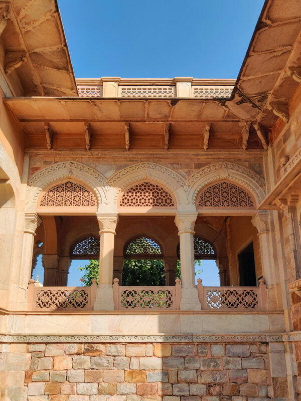Intricate architectural details of a historical building in Jaipur